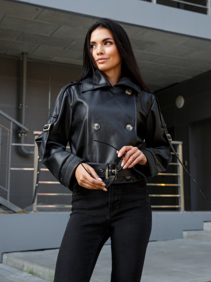 Шкіряна куртка Jadone Fashion модель Kurtka_Fol_chornyy — фото 4 - INTERTOP