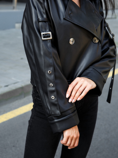 Шкіряна куртка Jadone Fashion модель Kurtka_Fol_chornyy — фото 5 - INTERTOP