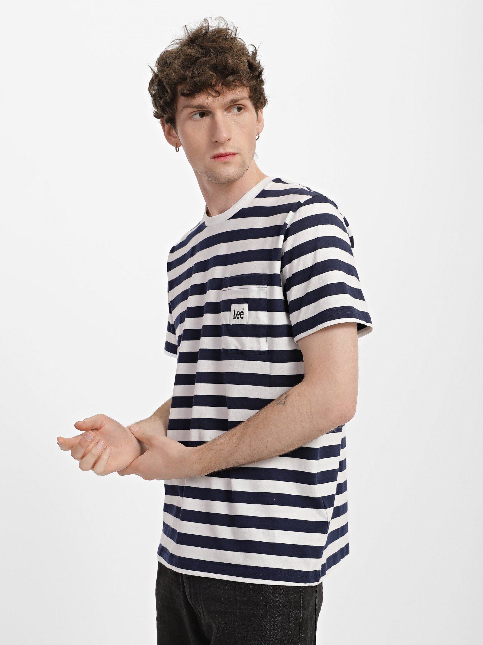 Lee Yarn Dye Stripe Tee - T-shirt Donna In Cotone BCI Con Righe Tinte In Filato - Colori Giallo E Pesca