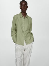 Зелёный - Рубашка MANGO Lino