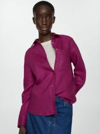 Фиолетовый - Рубашка MANGO Lino