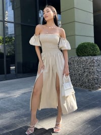 Бежевый - Платье миди Jadone Fashion
