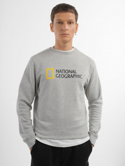 Світшот National Geographic Foundation Big Logo Crew модель M999-02-814_сірий комб. — фото - INTERTOP