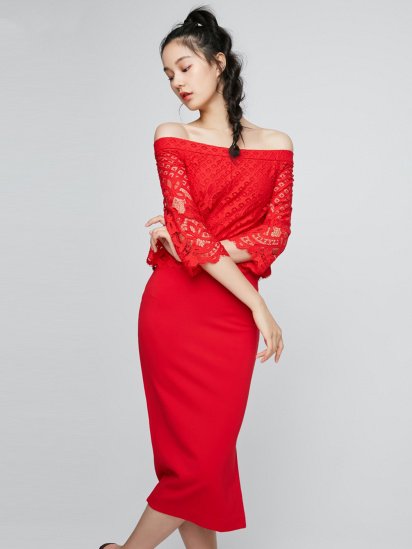 Сукня міді Only модель 117161516F17_червоний — фото - INTERTOP