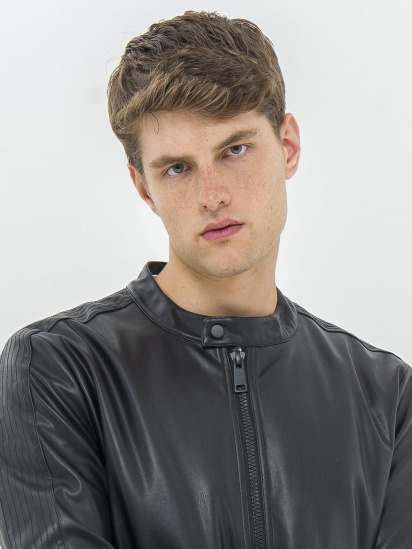 Куртка кожаная Piazza Italia модель 07556_black — фото 4 - INTERTOP