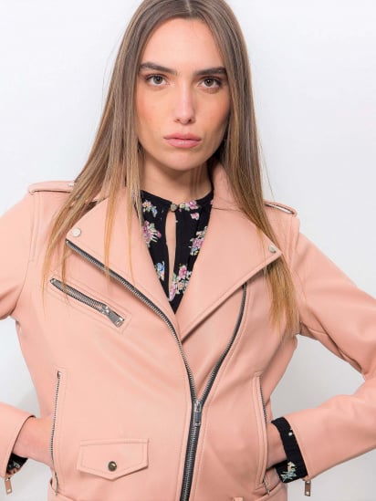 Куртка кожаная Piazza Italia модель 06371_pale pink — фото 3 - INTERTOP