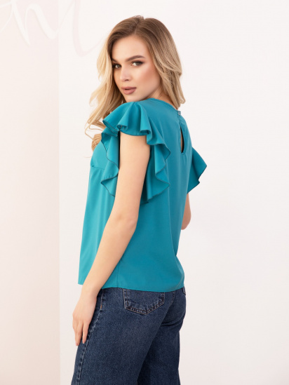 Блуза ISSA Plus модель SA-11701i_turquoise — фото - INTERTOP