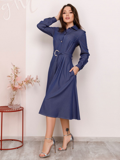 Платье миди ISSA Plus модель SA-147_blue — фото - INTERTOP