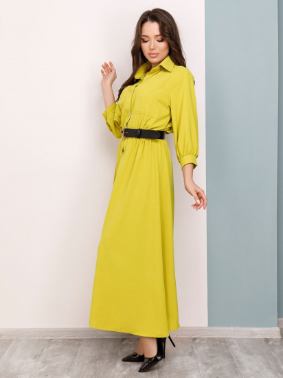 Платье макси ISSA Plus модель SA-169_olive — фото - INTERTOP