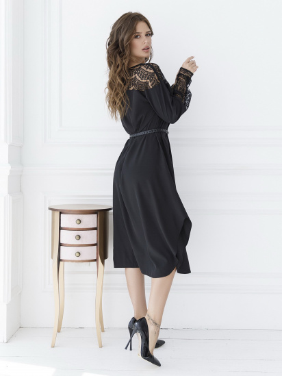 Платье миди ISSA Plus модель SA-16_black — фото 5 - INTERTOP