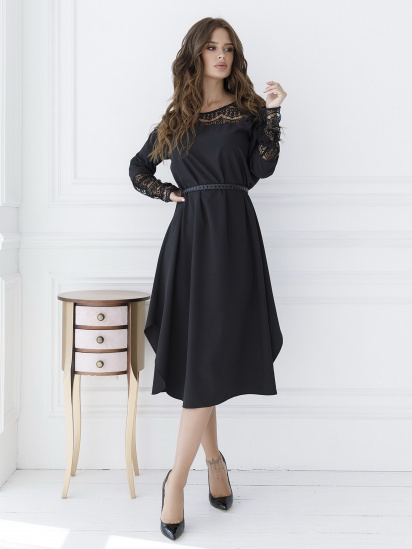 Платье миди ISSA Plus модель SA-16_black — фото - INTERTOP
