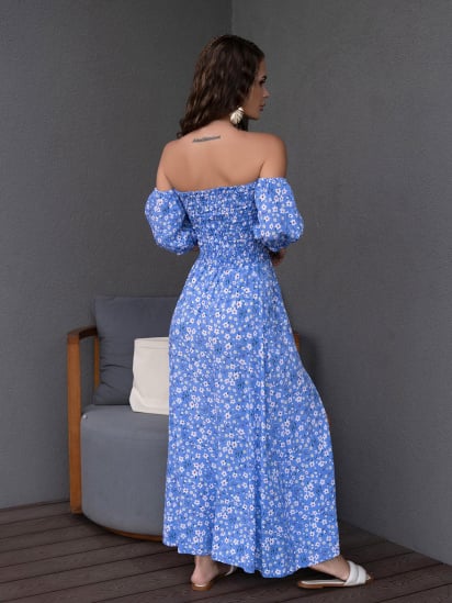 Платье макси ISSA Plus модель SA-252A_blue — фото 3 - INTERTOP