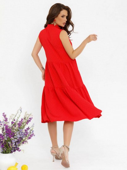 Сукня міді ISSA Plus модель SA-274_red — фото 3 - INTERTOP
