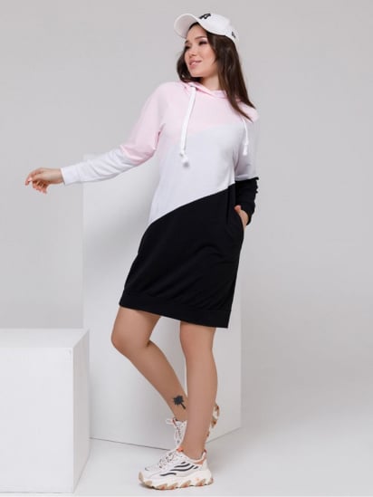 Платье мини ISSA Plus модель SA-27_розовый_черный — фото - INTERTOP