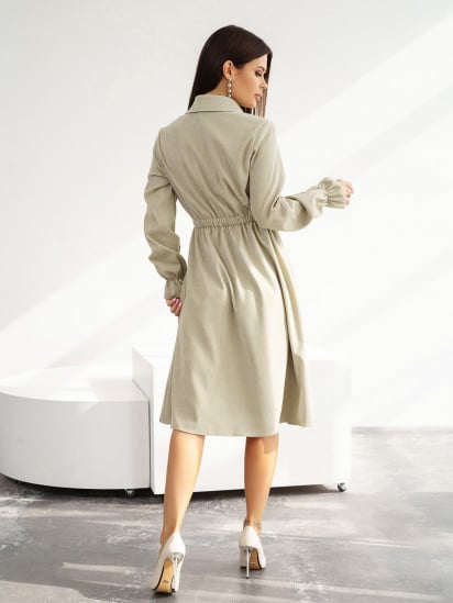 Платье миди ISSA Plus модель SA-349_olive — фото 3 - INTERTOP