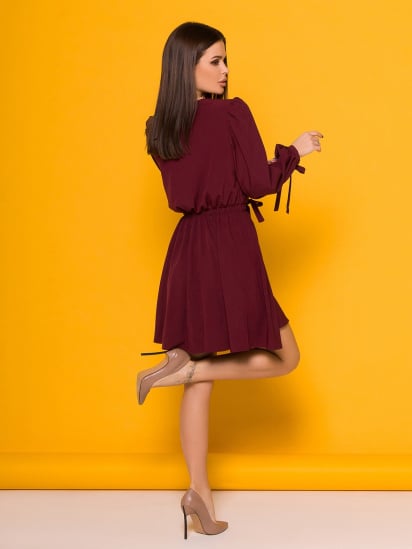 Платье мини ISSA Plus модель SA-373_burgundy — фото 3 - INTERTOP
