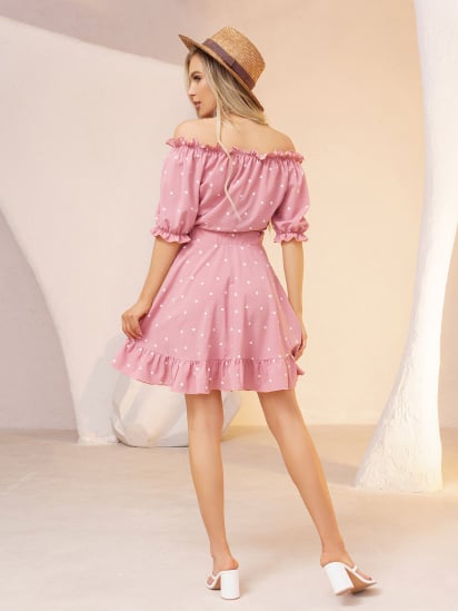 Платье мини ISSA Plus модель SA-405_pink — фото 3 - INTERTOP