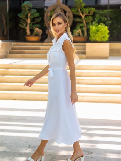 Сукня міді ISSA Plus модель SA-417_white — фото 3 - INTERTOP