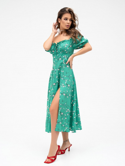 Платье миди ISSA Plus модель SA-462_green — фото - INTERTOP