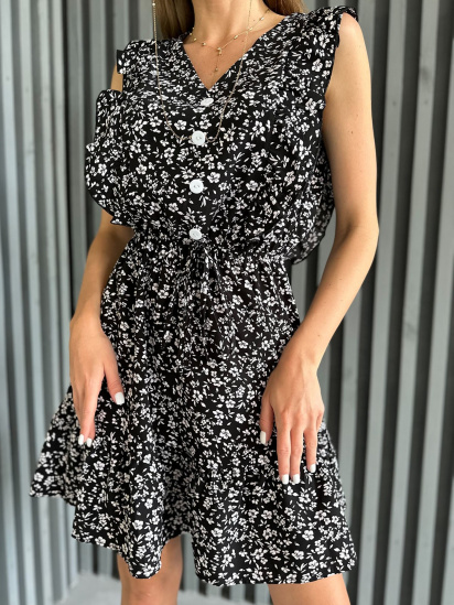 Платье мини ISSA Plus модель SA-470_black — фото 4 - INTERTOP