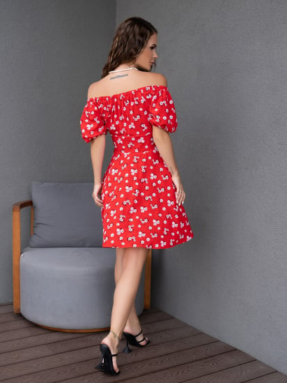 Платье мини ISSA Plus модель SA-474_red — фото 3 - INTERTOP