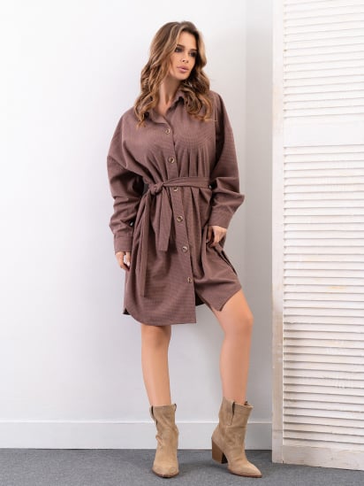 Сукня міні ISSA Plus модель SA-496_коричневый — фото - INTERTOP