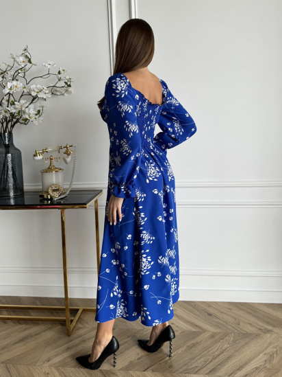 Платье миди ISSA Plus модель SA-510_синий — фото 4 - INTERTOP