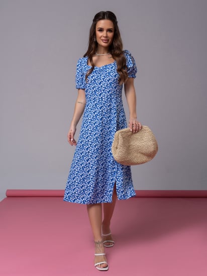 Платье миди ISSA Plus модель SA-521_синий — фото - INTERTOP