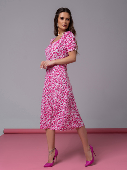 Платье миди ISSA Plus модель SA-521_малиновый — фото - INTERTOP