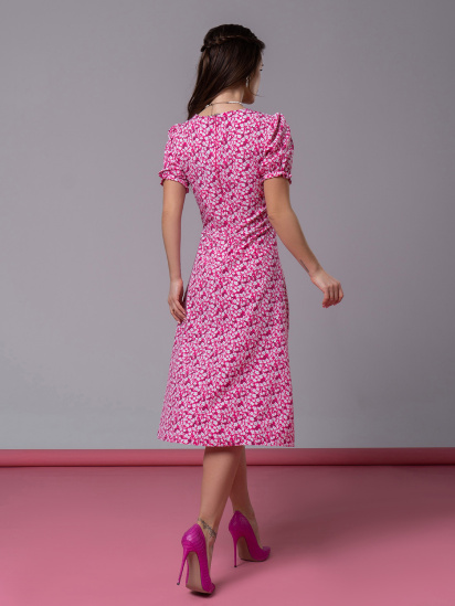 Платье миди ISSA Plus модель SA-521_малиновый — фото 3 - INTERTOP