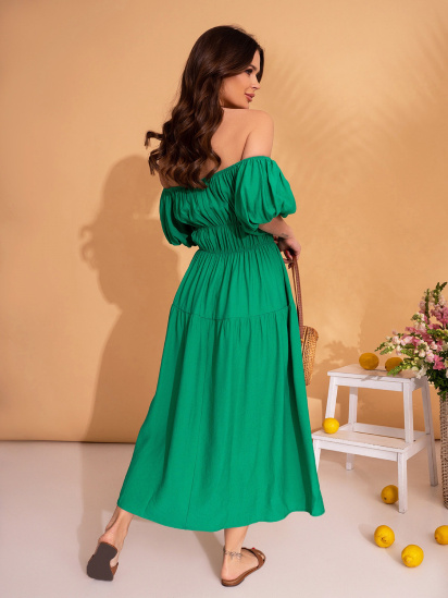 Платье миди ISSA Plus модель SA-533_зеленый — фото 3 - INTERTOP