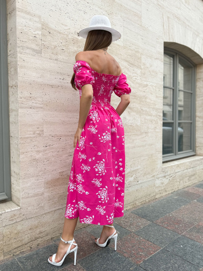 Платье миди ISSA Plus модель SA-538_малиновый — фото 3 - INTERTOP
