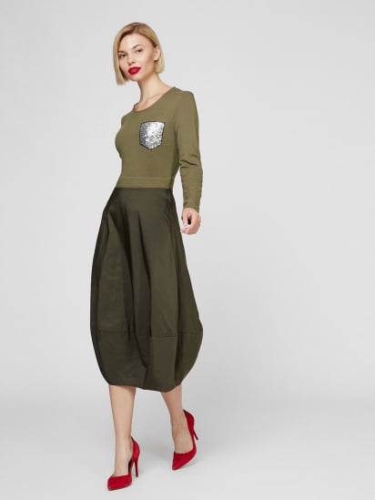 Платье миди Sassofono модель A201-SC-17081, ХАКІ — фото - INTERTOP