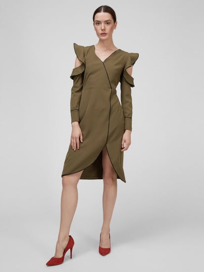 Платье миди Sassofono модель A201-SC-4249, ЗЕЛЕНИЙ — фото - INTERTOP