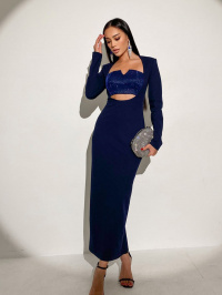 Тёмно-синий - Платье макси Jadone Fashion