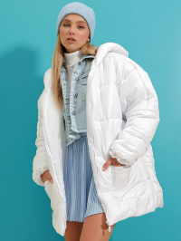 Білий - Зимова куртка Trend Alacati Stili