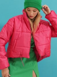 Рожевий - Демісезонна куртка Trend Alacati Stili