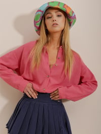 Розовый - Рубашка Trend Alacati Stili