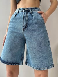 Синій - Шорти джинсові Trend Alacati Stili