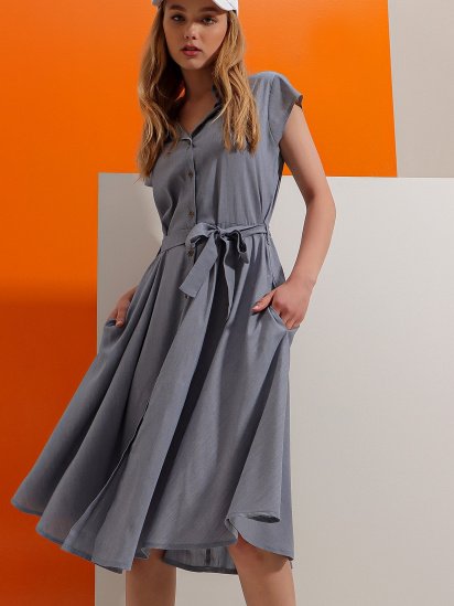 Платье миди Trend Alacati Stili модель ALC-X6056/Indigo Mavi — фото 3 - INTERTOP