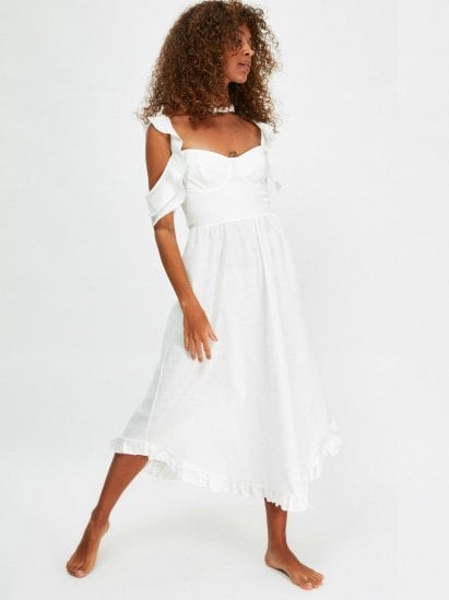 Сукня міді Trendyol модель TBESS21EL4303/Beyaz — фото - INTERTOP