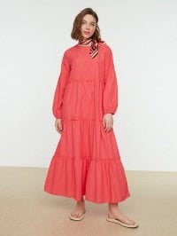 Рожевий - Сукня максі Trendyol