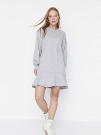 Светло-серый - Платье мини Trendyol
