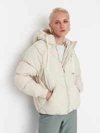 Бежевий - Зимова куртка Trendyol
