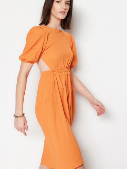 Платье миди Trendyol модель TWOSS23EL01595/Turuncu — фото 6 - INTERTOP