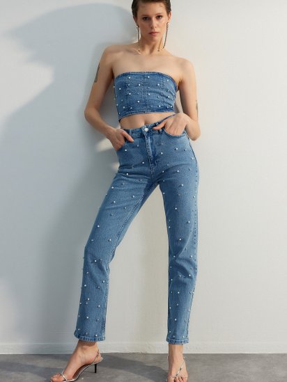 Прямі джинси Trendyol модель TWOSS23JE00217/Mavi — фото 3 - INTERTOP