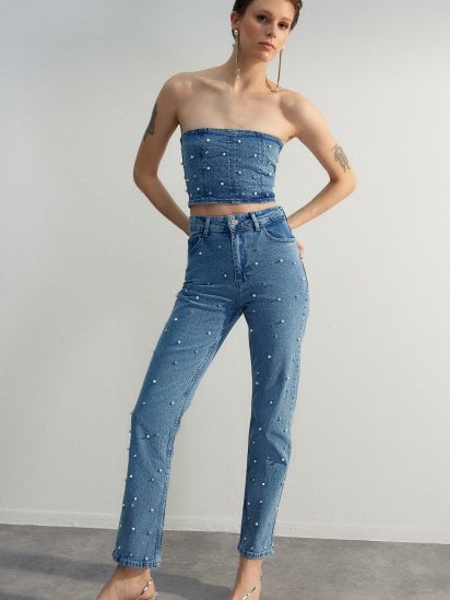 Прямые джинсы Trendyol модель TWOSS23JE00217/Mavi — фото 4 - INTERTOP