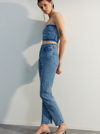 Прямі джинси Trendyol модель TWOSS23JE00217/Mavi — фото 5 - INTERTOP