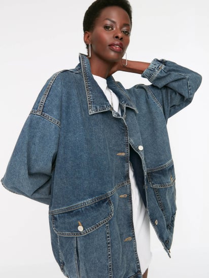 Джинсова куртка Trendyol модель TWOSS21CE0289/Koyu Mavi — фото 4 - INTERTOP