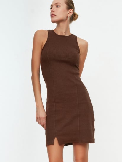 Платье мини Trendyol модель TWOSS21EL1487/Kahverengi — фото 3 - INTERTOP